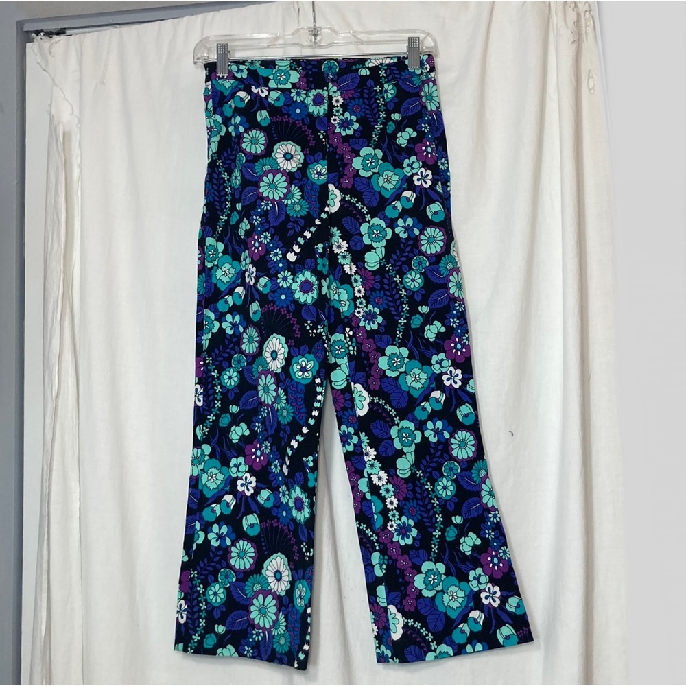 XOXO purple blue flower print pants 2000s Y2K vintage groovy size small